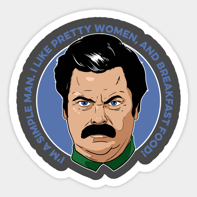 Ron Swanson Sticker by DeMilburn